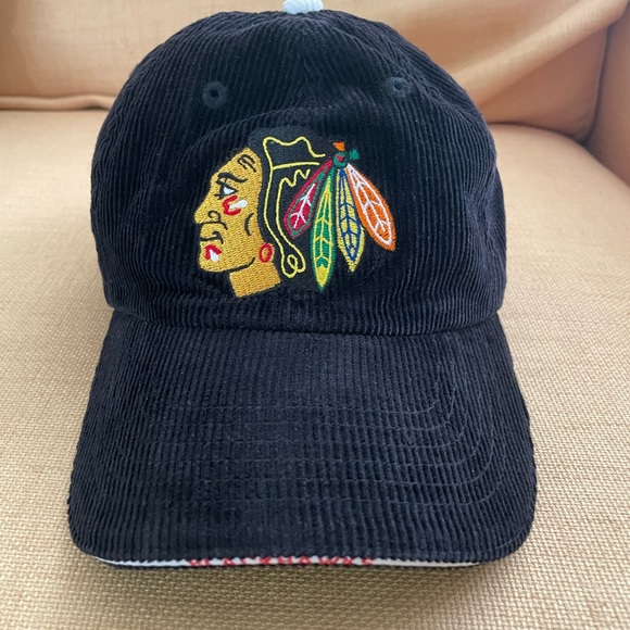 Chicago Blackhawks Hat Black Corduroy Captain Morgan Night Cap Recap - Picture 1 of 8